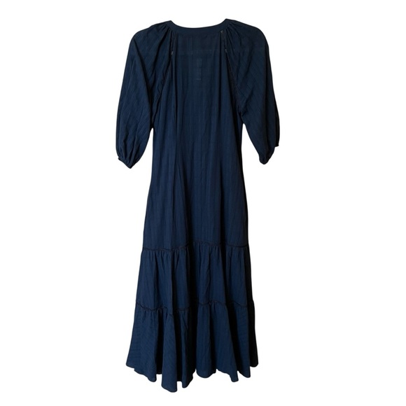 Madewell Windowpane Tiered Midi Dress Navy Blue 0 NWT Cottagecore Boho Coastal - Picture 4 of 5